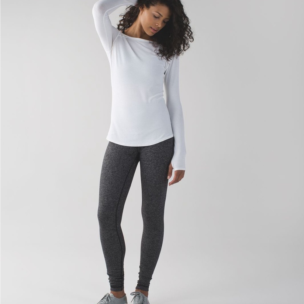 Lululemon Wunder Under HighRise Pant Leggings Womens 6 Heather Black Herringbone